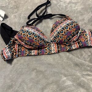 Kona Sol Multicolor Patterned Bikini Top
